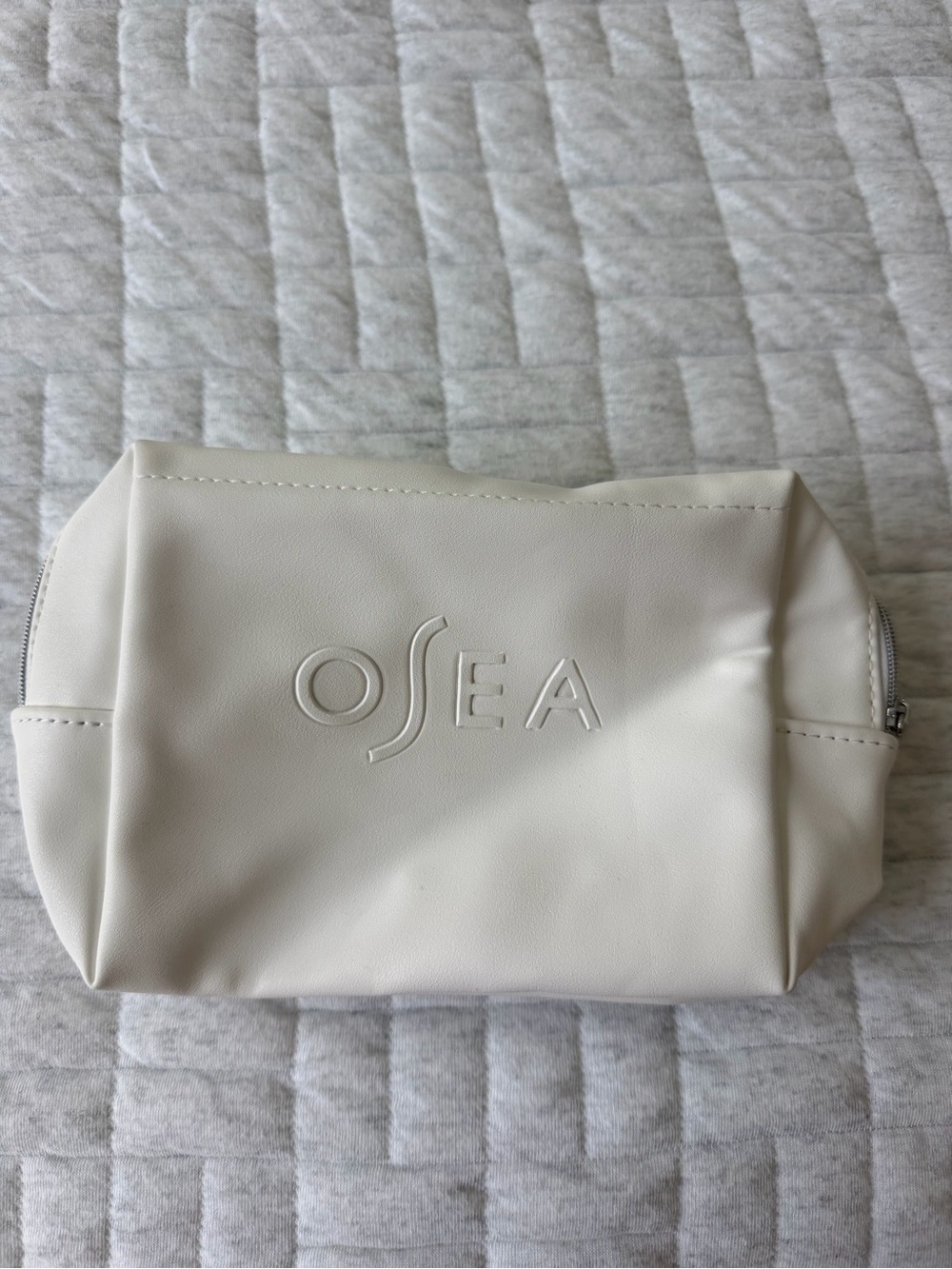 OSEA Cream Vegan Leather Cosmetic Pouch